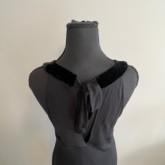 BCBGMaxazria Black Cocktail Dress - Bejeweled & Velvet Halter Neckline - Medium - Picture 4 of 13